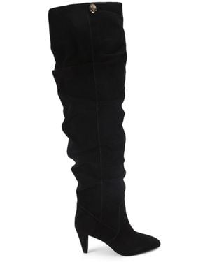 Kurt Geiger Suede Shoreditch Otk Slouch Boots - Black