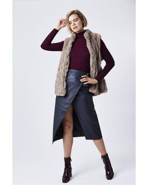 Jayley Faux Fur Suede Vertical Striped Gilet - Multicolour
