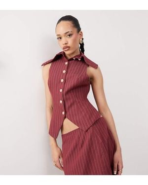 Labelrail X Jennifer Mcking High Collar Tailored Pinstripe Waistcoat Top Co-Ord