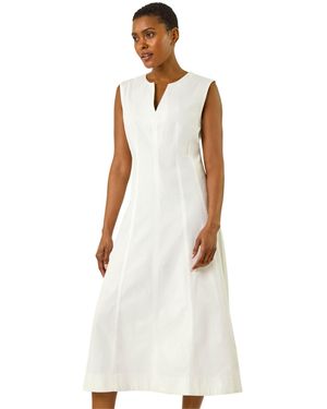 Roman Panel Detail Midi Dress - White