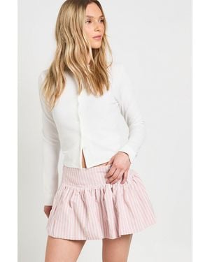 Boohoo Petite Stripe Flippy Mini Skirt - Pink
