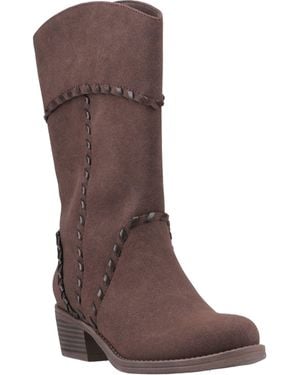 Rocket Dog Rowdy Faux Leather Dark Heeled Mid Calf Boots - Brown