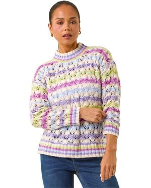 Roman Petite Stripe Knit Jumper - Purple