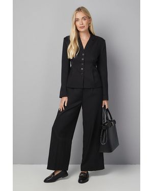 Wallis Petite Pleat Detail Front Button Trouser - Black
