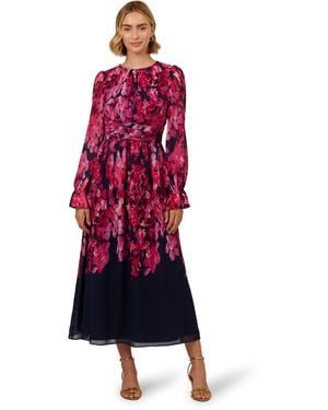 Adrianna Papell Floral Twist Ankle Dress - Red