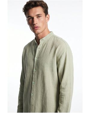 Bianco Lucci Oversized Mandarin Collar Shirt - Green