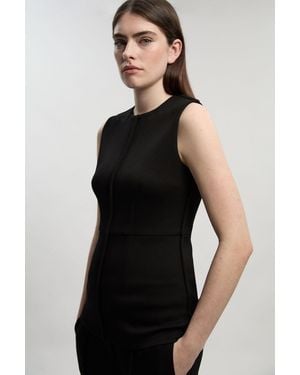 Karen Millen Ponte Longline Top - Black