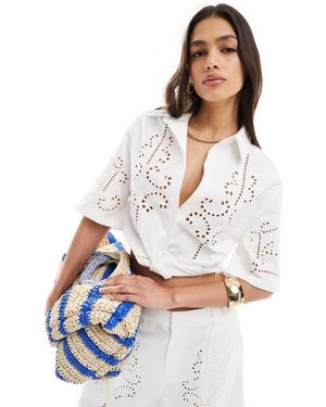 ASOS Premium Shirt With Cutwork Broderie - White
