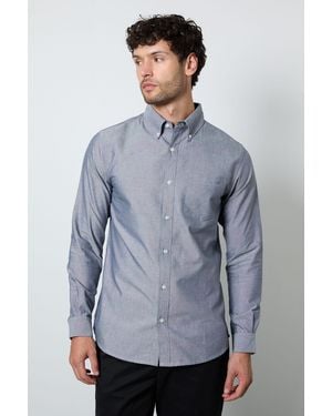 MAINE Oxford Long Sleeve Shirt Cotton - Blue