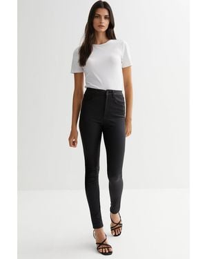 New Look Leather Skinny Jeans - Black