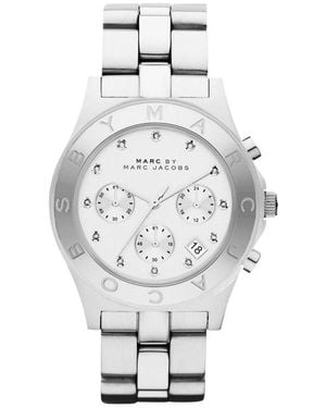 Marc Jacobs Mbm3100 Blade Zilver Wit Dames Horloge - Metallic