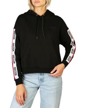 Moschino Tape Detail Hoodie Cotton - Black