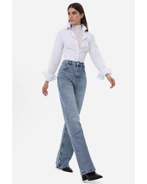Hiccup High-Waist Straight-Leg Denim Jeans - Blue