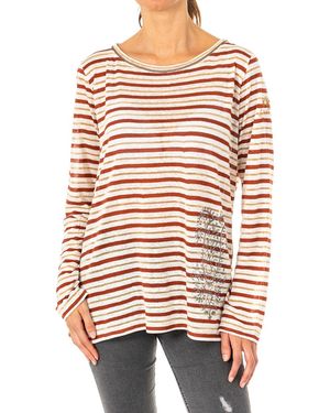 La Martina Long Sleeve Round Neck T-Shirt Lwre01 - Red