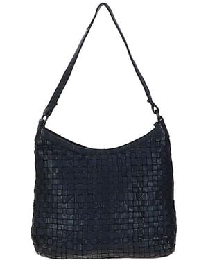 Ashwood Leather 'Raffinatezza' Vintage Woven Shoulder Bag - Blue
