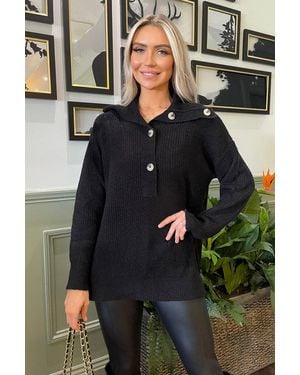 AX Paris Button Up Knit Jumper - Black