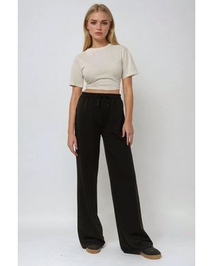 Hiccup Wide Leg Elastic Joggers - White