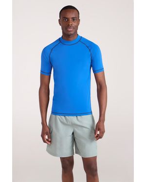 Mountain Warehouse Uv Rash Vest Sun Protection Quick Drying Swimwear Stretchy Beach Surf Top Nylon - Blue