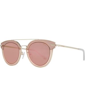 Police Round Mirrored Sunglasses With Frame - Pink