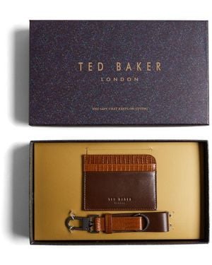 Ted Baker Badge Cardholder And Keyring Set - Blue