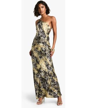 Boohoo Tall Cowl Back Abstract Animal Maxi Dress - Green