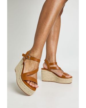 Boohoo Asymmetric Espadrille Wedges - Natural