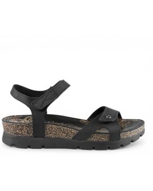 Panama Jack Wedge Leather Platform Sandals - Black