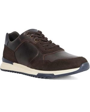 Dune Thornbury Leather Lace Up Trainers - Brown
