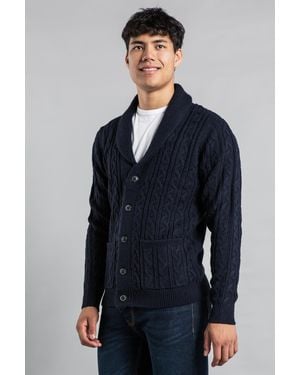 Tokyo Laundry Shawl Neck Cable Knit Cardigan - Blue