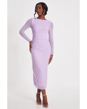 Quiz Mesh Diamante Midaxi Dress - Purple