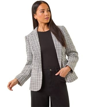 Roman Petite Boucle Revere Collar Blazer - Grey