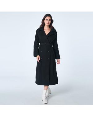 S&J Weekends Klassieke Trenchcoat Met Één Klep - Zwart