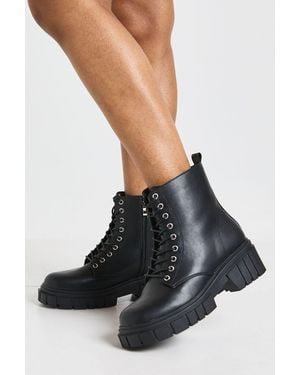Boohoo Wide Fit Chunky Heeled Ankle Boots - Black