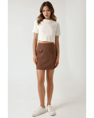 Hiccup Pika Collection Mini Skirt With Fake Pockets - Natural