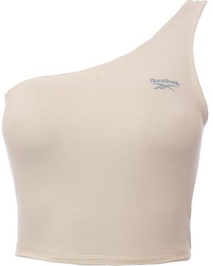 Reebok Assymetric One Shoulder Crop Top - Natural