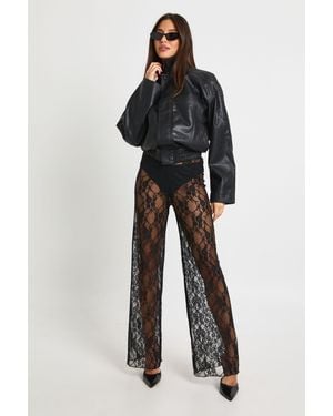 Boohoo Lace Straight Leg Trouser - Black
