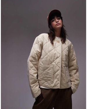 TOPSHOP Washed Quilted Liner Jacket - Brown