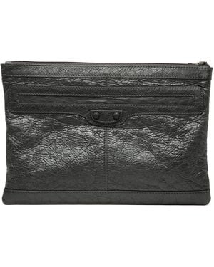 Balenciaga Pre-Owned Lambskin Motocross Classic Clip M Clutch - Black