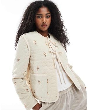 Vero Moda Tie Front Quilted Jacket - White