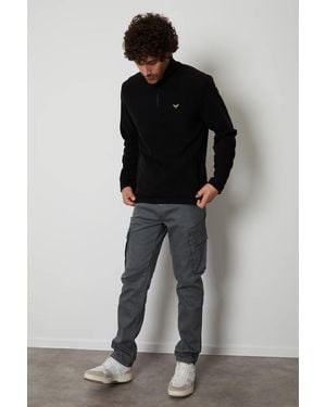 Threadbare Quarter Zip Fleece Jumper - Black