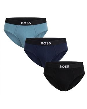 BOSS Pack Of 3 Elastic Cotton Briefs 50546561 - Blue