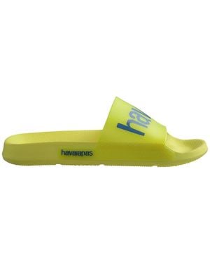 Havaianas Logo Print Open Toe Slip On Slides - Green