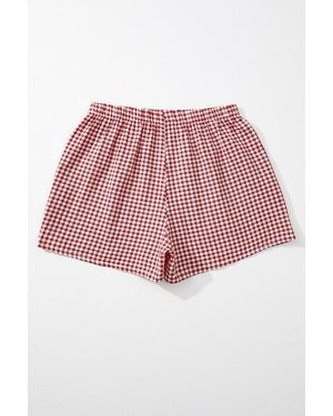 Azura Exchange Rood Geruit Gingham Geprinte Hoge Taille Shorts