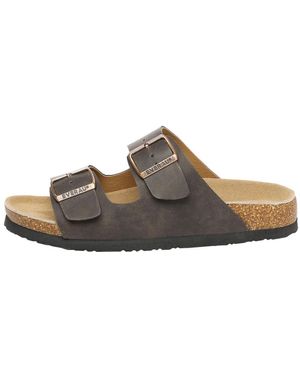 EVER AU Duck Leather Twin Buckle Sandals - Brown
