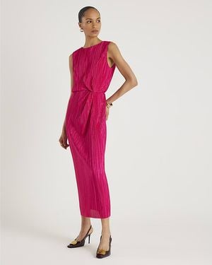 River Island Midi Dress Plisse Knot Side Sleeveless - Pink