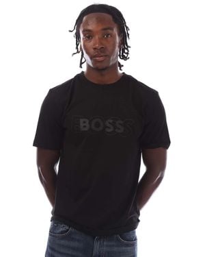 BOSS Dropneedle Double Logo Artwork T-Shirt - Black