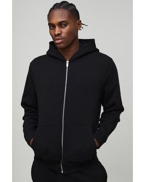 BoohooMAN Basic Regular Zip Through Hoodie - Blue