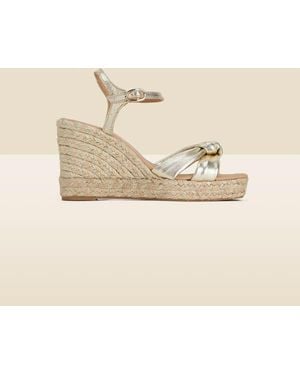 Sosandar Leather Knot Detail Wedge Espadrilles - Natural