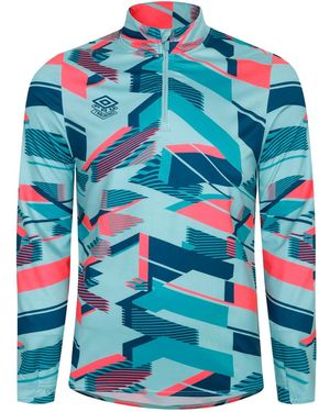 Umbro Premier Graphic Warm Up Mid Layer Top - Blue