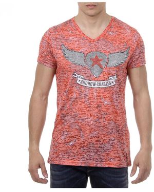 Andrew Charles by Andy Hilfiger T-Shirt Short Sleeves V-Neck Isaac - Red